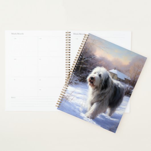 Oud Engels Sheepdog Laat het sneeuwen Kerstmis Planner (Display)