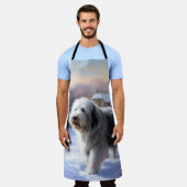 Oud Engels Sheepdog Laat het sneeuwen Kerstmis Schort (Gedragen)