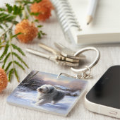 Oud Engels Sheepdog Laat het sneeuwen Kerstmis Sleutelhanger (Voorkant Rechts)