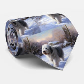 Oud Engels Sheepdog Laat het sneeuwen Kerstmis Stropdas (Opgerold)