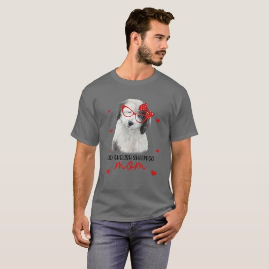 Oud Engels Sheepdog Mama Dog Bandana Hondenliefheb T-shirt (Voorkant volledig)