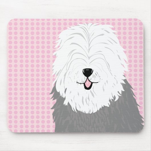 Oud Engels Sheepdog (met bedekte ogen) Muismat (Voorkant)