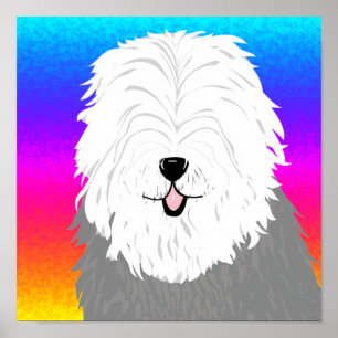 Oud Engels Sheepdog (met bedekte ogen) Poster