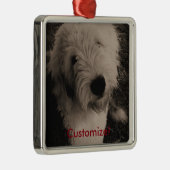 Oud Engels Sheepdog Metalen Ornament (Rechts)