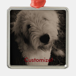 Oud Engels Sheepdog Metalen Ornament
