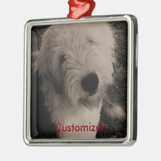 Oud Engels Sheepdog Metalen Ornament