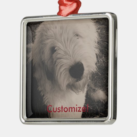Oud Engels Sheepdog Metalen Ornament (Links)