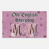 Oud Engels Sheepdog MOM Rechthoekige Sticker (Voorkant)