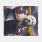 Oud Engels Sheepdog op Paddle: een Schilderachtig  Fleece Deken (Voorkant (Horizontaal))