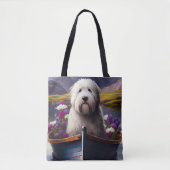 Oud Engels Sheepdog op Paddle: een Schilderachtig  Tote Bag (Voorkant)