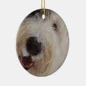 Oud Engels Sheepdog Ornament - Snow Face (Rechts)