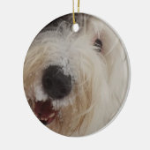 Oud Engels Sheepdog Ornament - Snow Face (Links)