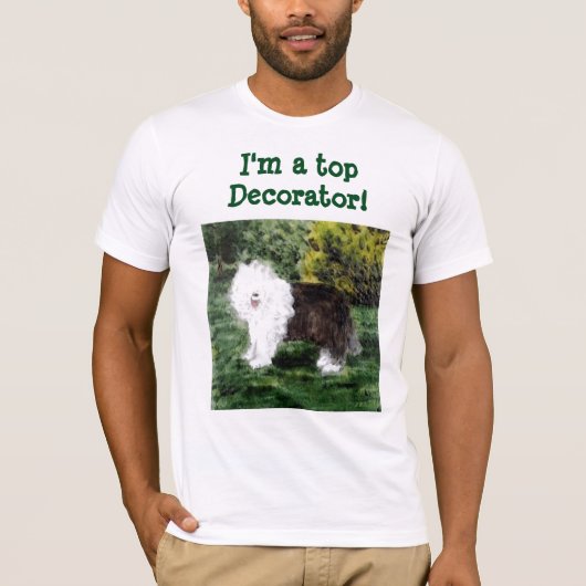 Oud Engels Sheepdog Painting Custom T-shirt (Voorkant)