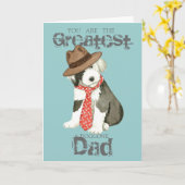 Oud Engels Sheepdog Papa Kaart (Gele Bloem)