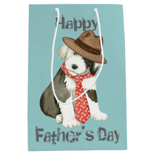 Oud Engels Sheepdog Papa Medium Cadeauzakje (Voorkant)