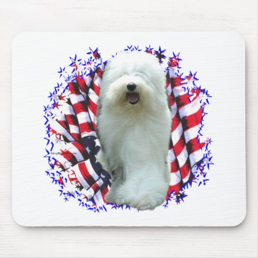 Oud Engels Sheepdog Patriot Muismat (Voorkant)
