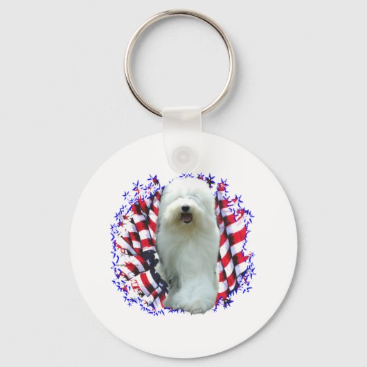 Oud Engels Sheepdog Patriot Sleutelhanger (Voorkant)