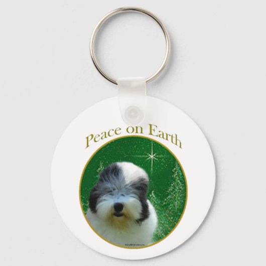 Oud Engels Sheepdog Peace Sleutelhanger (Achterkant)