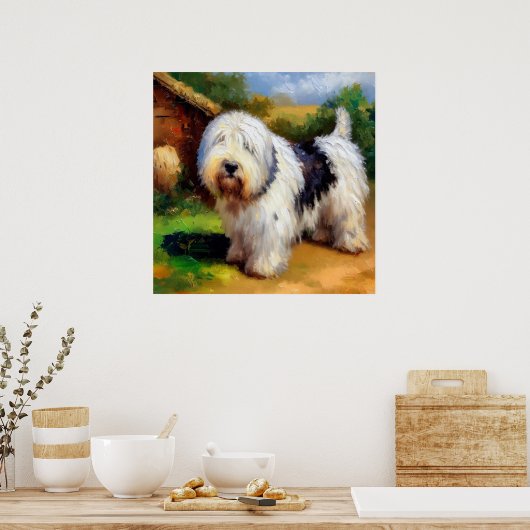 Oud Engels Sheepdog Poster (Keuken)