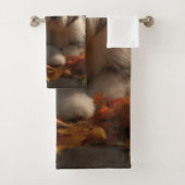 Oud Engels Sheepdog Puppy Herfst Delight Pompoen Bad Handdoek (Insitu)