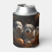 Oud Engels Sheepdog Puppy Herfst Delight Pompoen Blikjeskoeler (Blikje Voorkant)