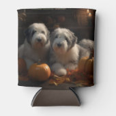 Oud Engels Sheepdog Puppy Herfst Delight Pompoen Blikjeskoeler (Voorkant)