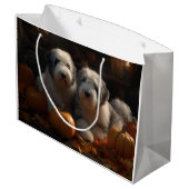 Oud Engels Sheepdog Puppy Herfst Delight Pompoen Groot Cadeauzakje (Achterkant Gekanteld)