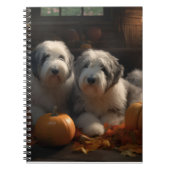 Oud Engels Sheepdog Puppy Herfst Delight Pompoen Notitieboek (Voorkant)