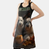 Oud Engels Sheepdog Puppy Herfst Delight Pompoen Schort (Insitu)