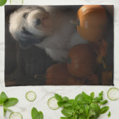 Oud Engels Sheepdog Puppy Herfst Delight Pompoen Theedoek (Gevouwen)