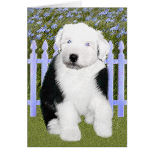 Oud Engels Sheepdog Puppy Painting - Dog Art