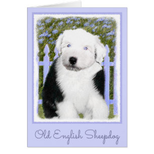 Oud Engels Sheepdog Puppy Painting - Dog Art