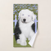 Oud Engels Sheepdog Puppy Painting - Dog Art Bad Handdoek (Handdoek)