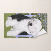 Oud Engels Sheepdog Puppy Painting - Dog Art Bad Handdoek (Handdoek)