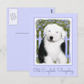 Oud Engels Sheepdog Puppy Painting - Dog Art Briefkaart (Voorkant / Achterkant)