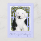 Oud Engels Sheepdog Puppy Painting - Dog Art Briefkaart (Voorkant)