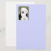 Oud Engels Sheepdog Puppy Painting - Dog Art Briefpapier (Voorkant / Achterkant)