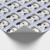 Oud Engels Sheepdog Puppy Painting - Dog Art Cadeaupapier (Hoek)