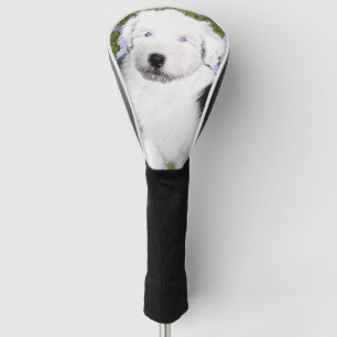 Oud Engels Sheepdog Puppy Painting - Dog Art Golfheadcover
