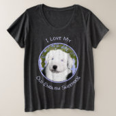 Oud Engels Sheepdog Puppy Painting - Dog Art Grote Maat T-shirt (Design voorkant)