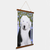 Oud Engels Sheepdog Puppy Painting - Dog Art Hangend Wandkleed (Gebogen)