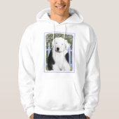 Oud Engels Sheepdog Puppy Painting - Dog Art Hoodie (Voorkant)