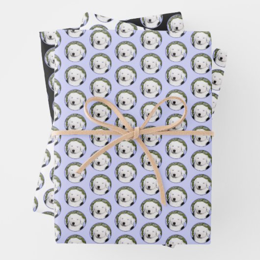 Oud Engels Sheepdog Puppy Painting - Dog Art Inpakpapier Vel (In situ)