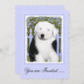 Oud Engels Sheepdog Puppy Painting - Dog Art Kaart (Voorkant / Achterkant)