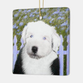 Oud Engels Sheepdog Puppy Painting - Dog Art Keramisch Ornament (Links)