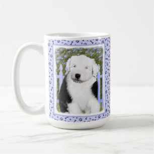 Oud Engels Sheepdog Puppy Painting - Dog Art Koffiemok
