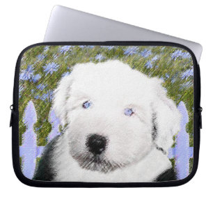 Oud Engels Sheepdog Puppy Painting - Dog Art Laptop Sleeve