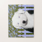 Oud Engels Sheepdog Puppy Painting - Dog Art Legpuzzel (Verticaal)