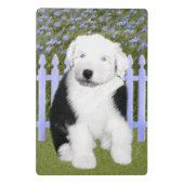 Oud Engels Sheepdog Puppy Painting - Dog Art Mini Klembord (Achterkant)