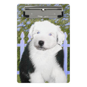 Oud Engels Sheepdog Puppy Painting - Dog Art Mini Klembord